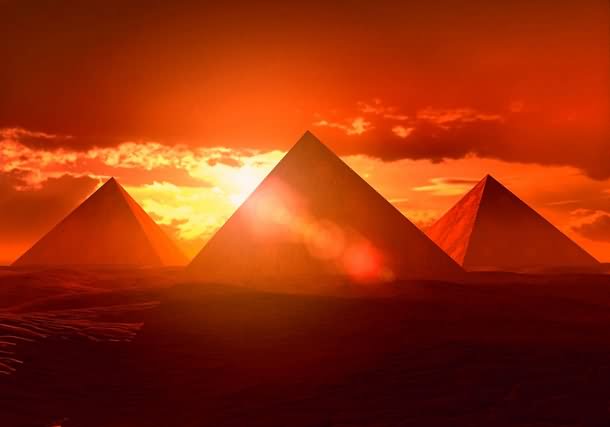Adorable Sunset View Of The Egyptian Pyramids