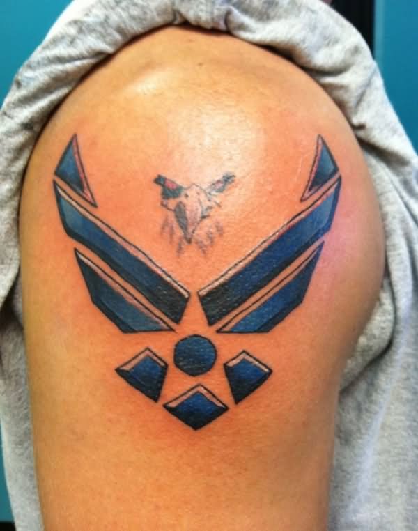 Air Force Military Tattoo On Right Shoulder
