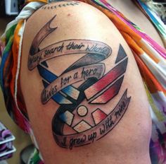 Amazing Air Force Military With Banner Tattoo Design
