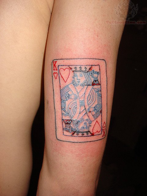 Amazing King Card Tattoo On Right Half Sleeve