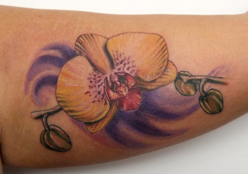 Amazing Orchid Tattoo On Inner Arm