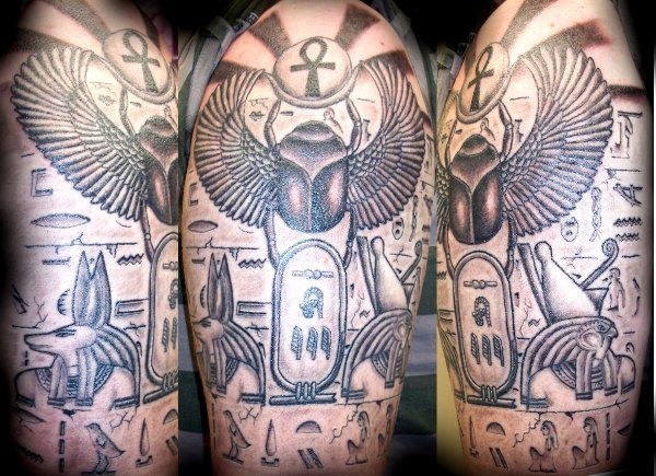 Anubis Tattoo On Shoulder For Men