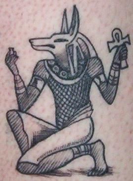 Anubis With Ankh In Hand Tattoo