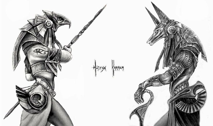 Anubis and Horus Tattoo Design by HuseyinKaraca