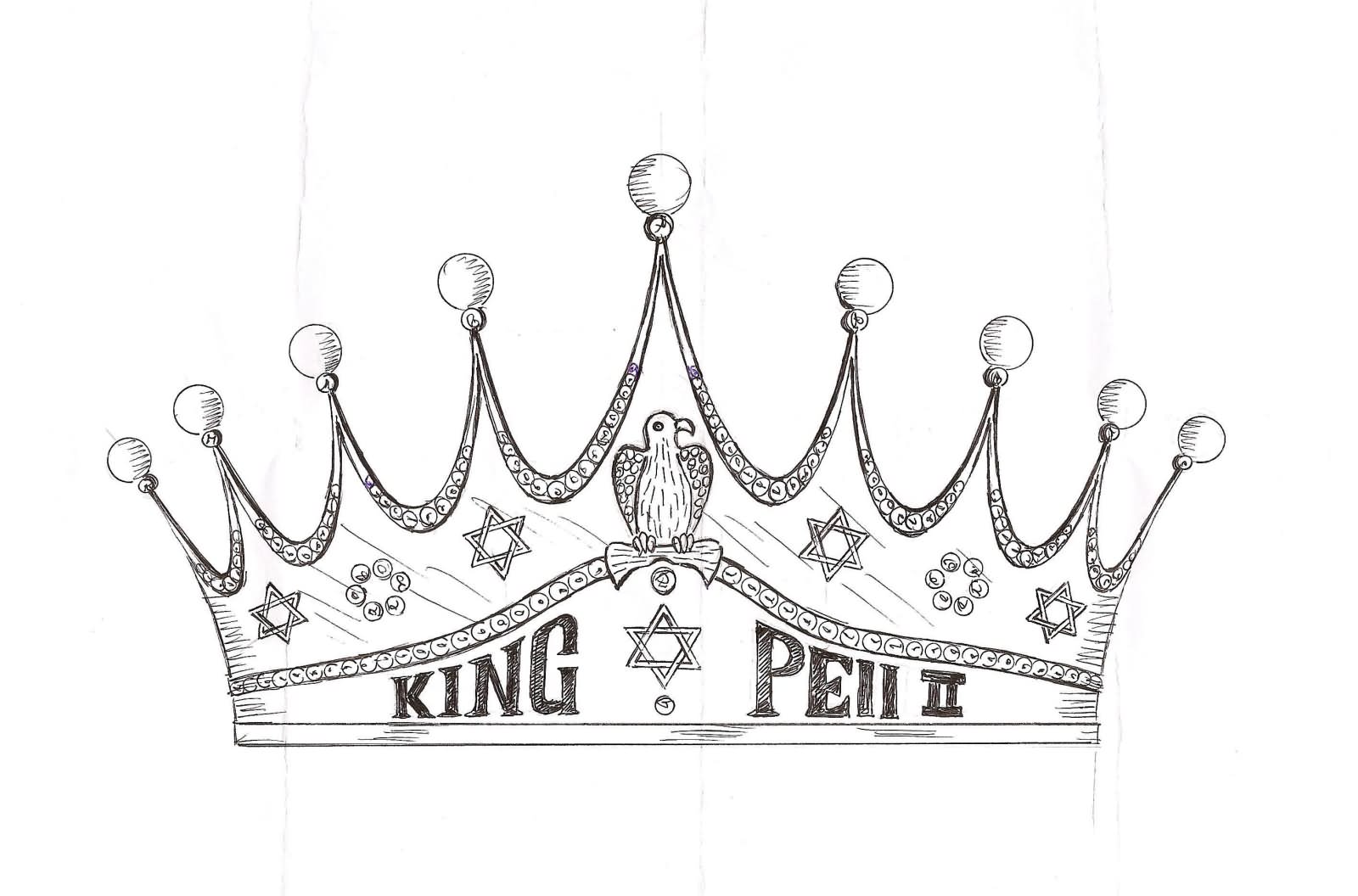 Attractive King Crown Tattoo Stencil