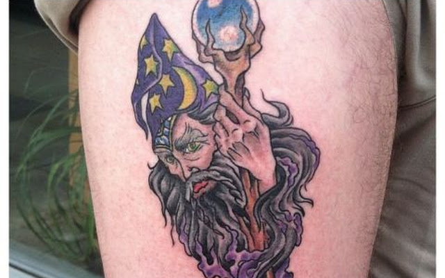 Awesome Wizard With Crystal Ball Tattoo Idea