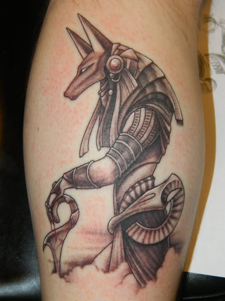Back Leg Anubis Tattoo Idea