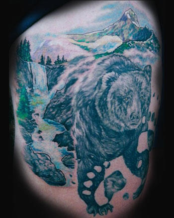 Bear Scenery Tattoo Design