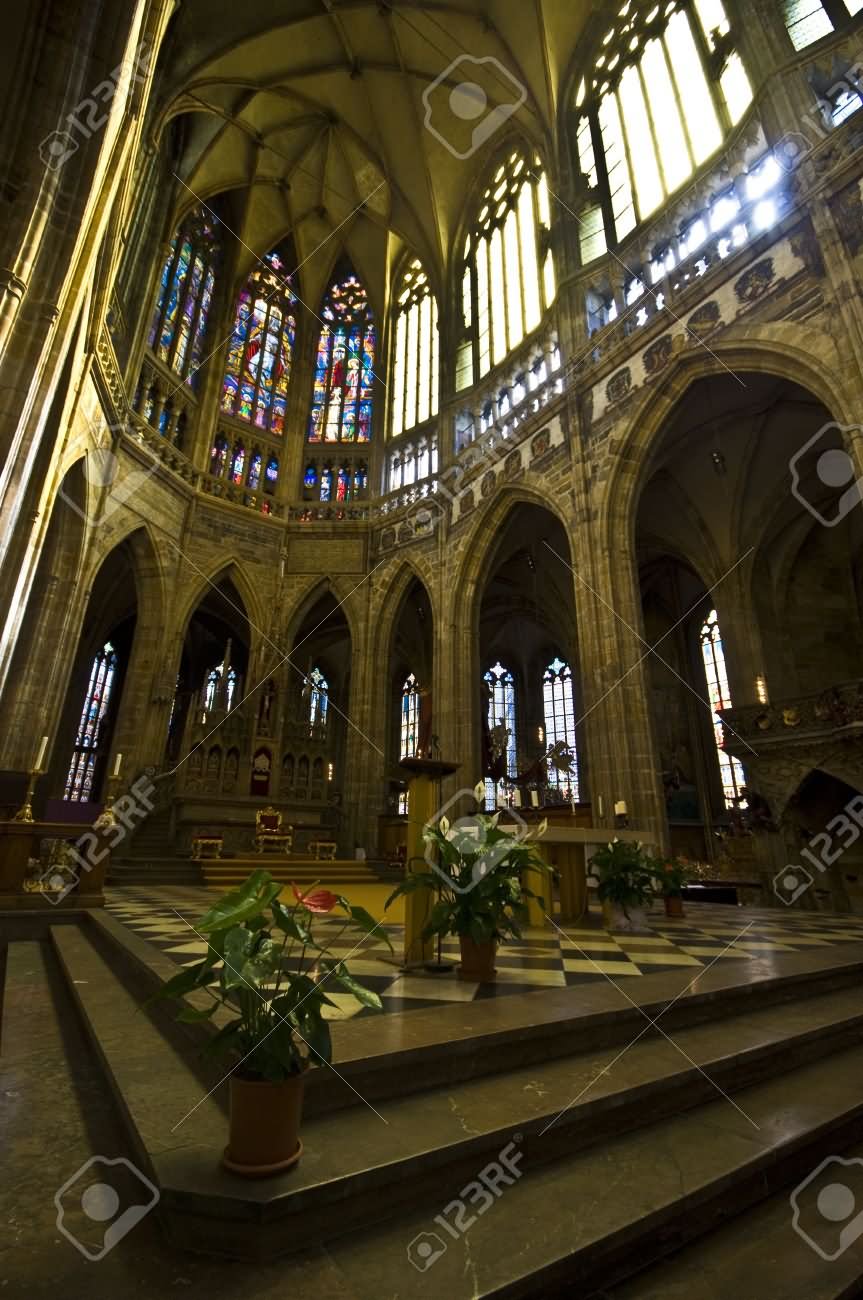 Beautiful Interior Of St. Vitus Cathedral In Prague