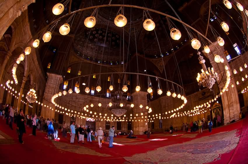 Beautiful Lighting Inside The Mosque Of Muhammad Ali
