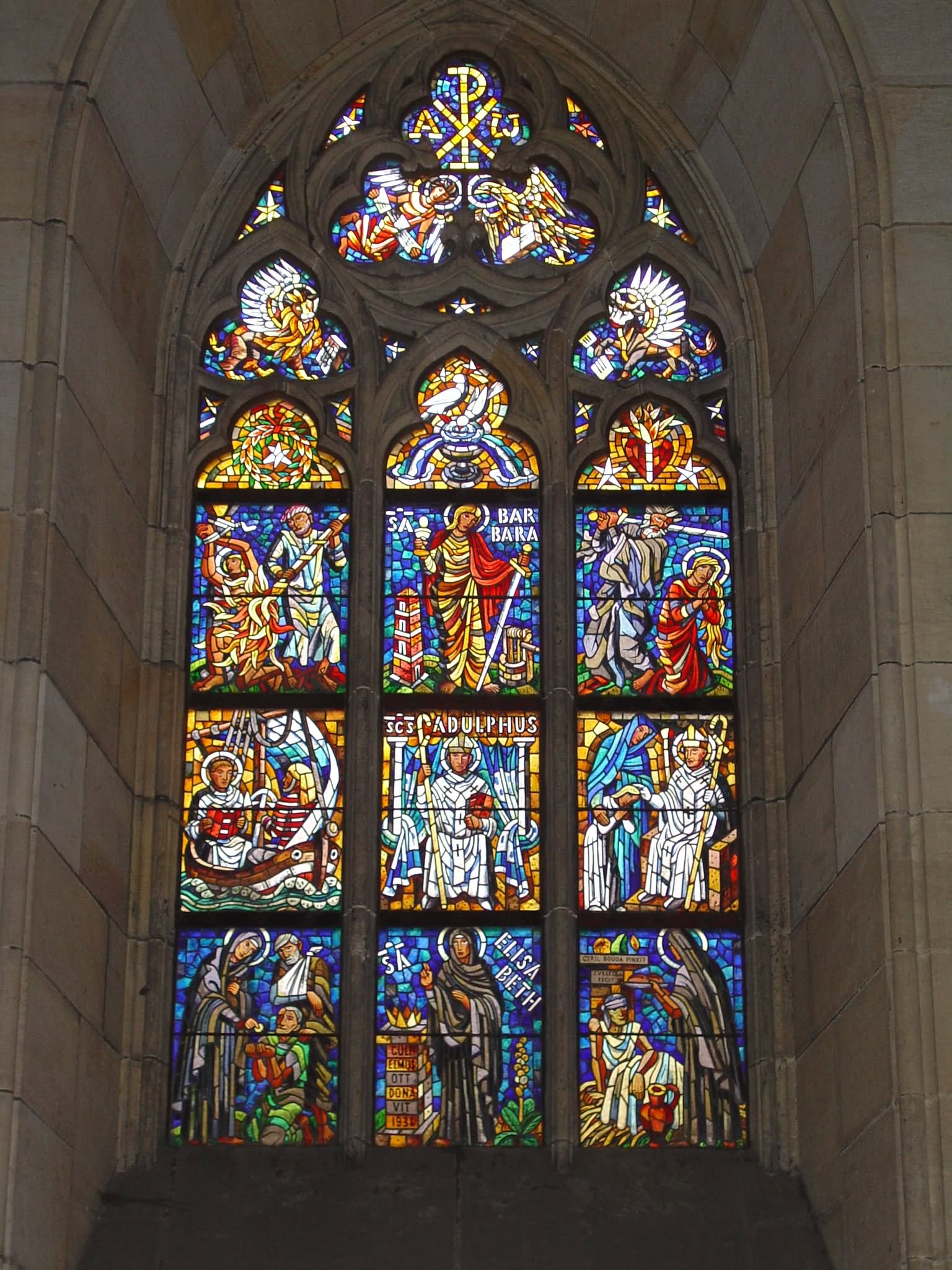 Beautiful Stained Glass Window Inside The St. Vitus Cathedral