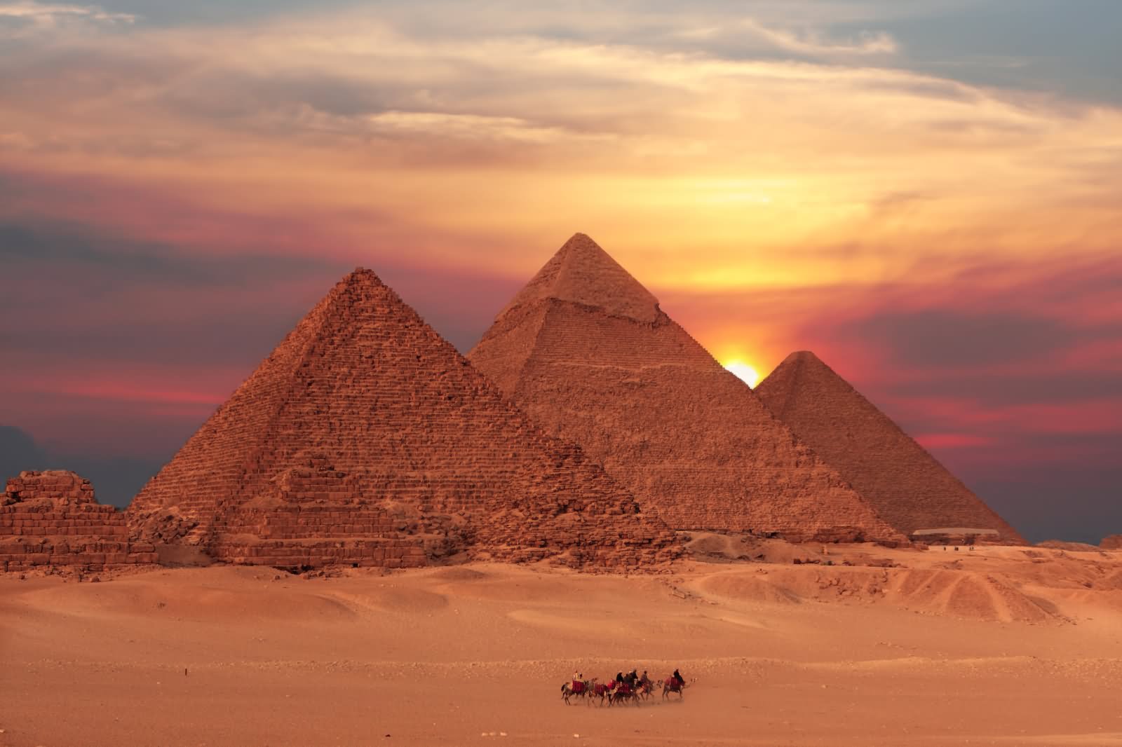 Beautiful Sunset View OF The Egyptian Pyramids