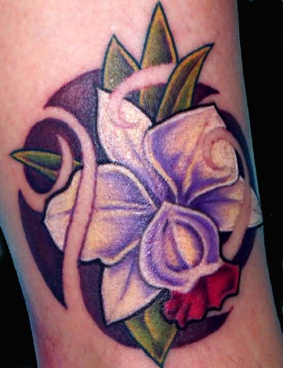 Best Purple Orchid Tattoo Image