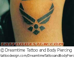 Black Air Force Military Logo Tattoo Design For Sleeve
