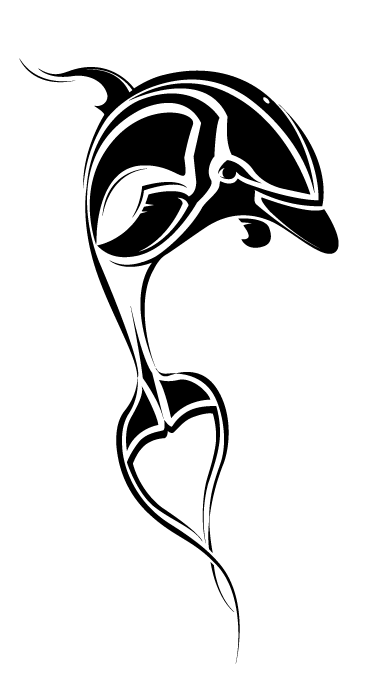 Black And White Dolphin Tattoos Design