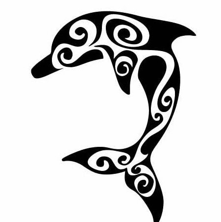 Black And White Tribal Dolphin Tattoo Design