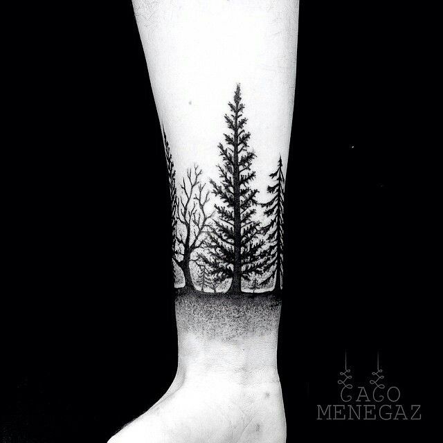 Black Forest Scenery Tattoo On Wrist