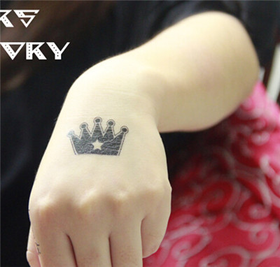 Black King Crown Tattoo On Hand