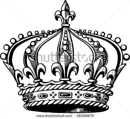 Black King Crown Tattoo Stencil
