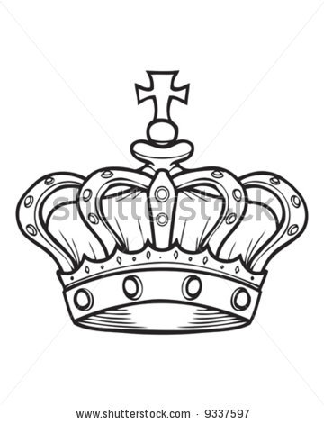 Black Outline King Crown Tattoo Stencil