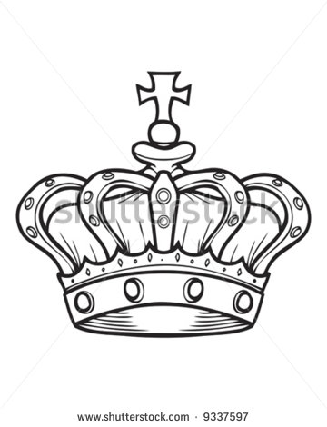 Black Outline King Crown Tattoo Stencil