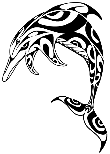 Black Tribal Dolphin Tattoo Design