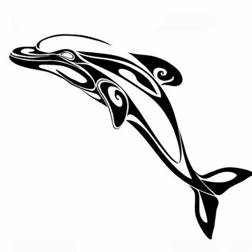 Black Tribal Dolphin Tattoo Idea