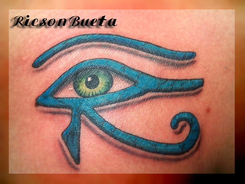 Blue Ink Anubis Eye Tattoo Image