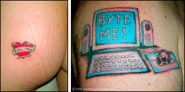 Byte Me Computer Geek Tattoo On Shoulder
