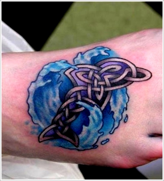 Celtic Dolphin Tattoo On Right Foot