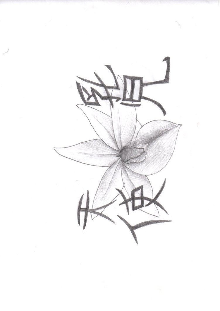 Chinese Symbols And Orchid Tattoo Design
