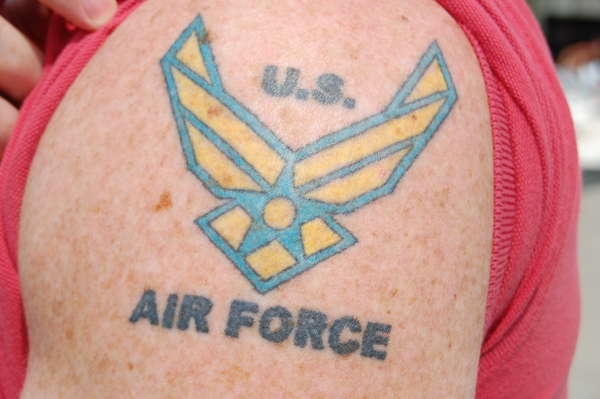 Classic Air Force Military Logo Tattoo Design For Shoulder