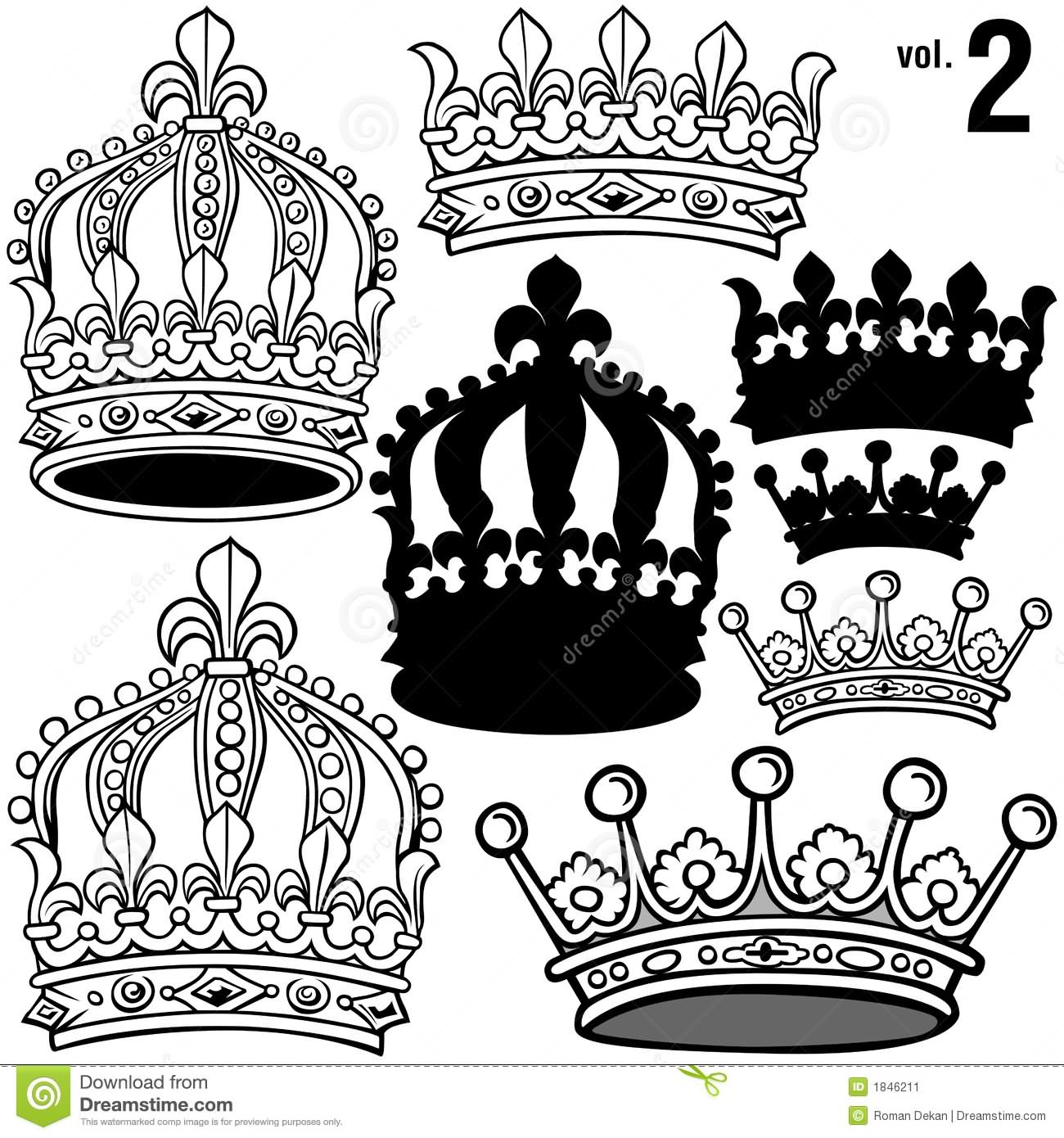 Classic Black King Crown Tattoo Designs