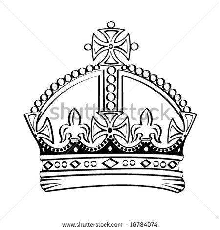 Classic Black King Crown Tattoo Stencil