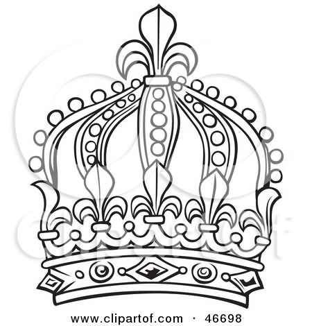 Classic Black Outline King Crown Tattoo Stencil