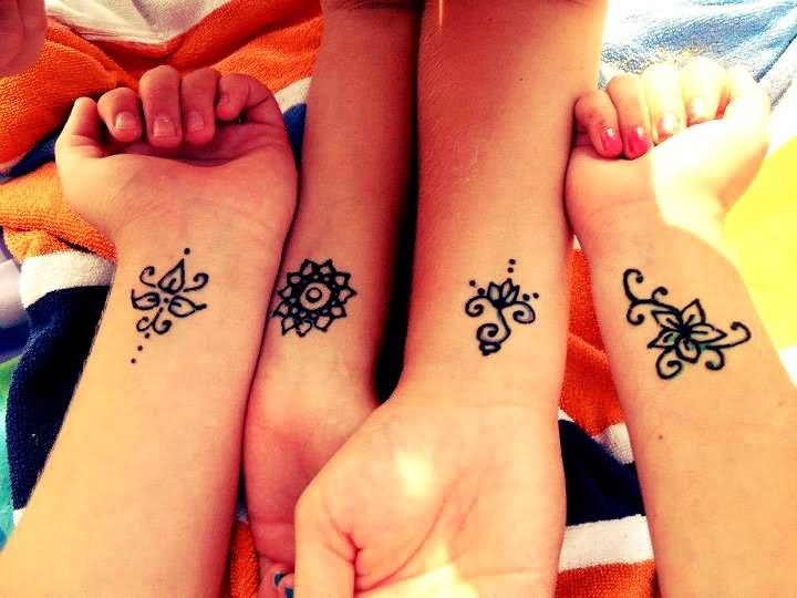 Classic Four Henna Tattoo Design For Wrist