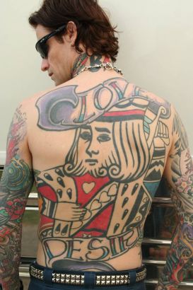 Classic King Card Tattoo On Man Full Back