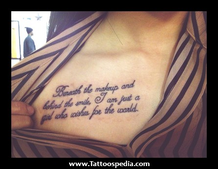 Classic Military Quotes Tattoo On Collarbone