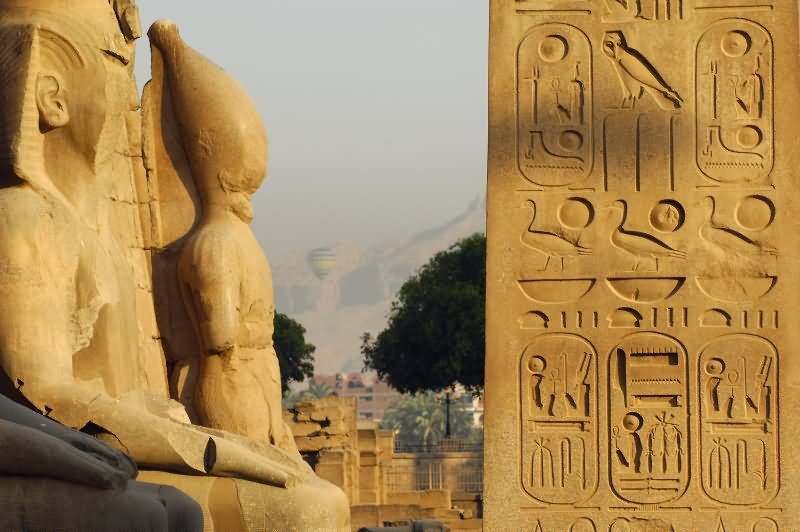 Closeup Of Ramsesses And Obelisk At The Luxor Temple