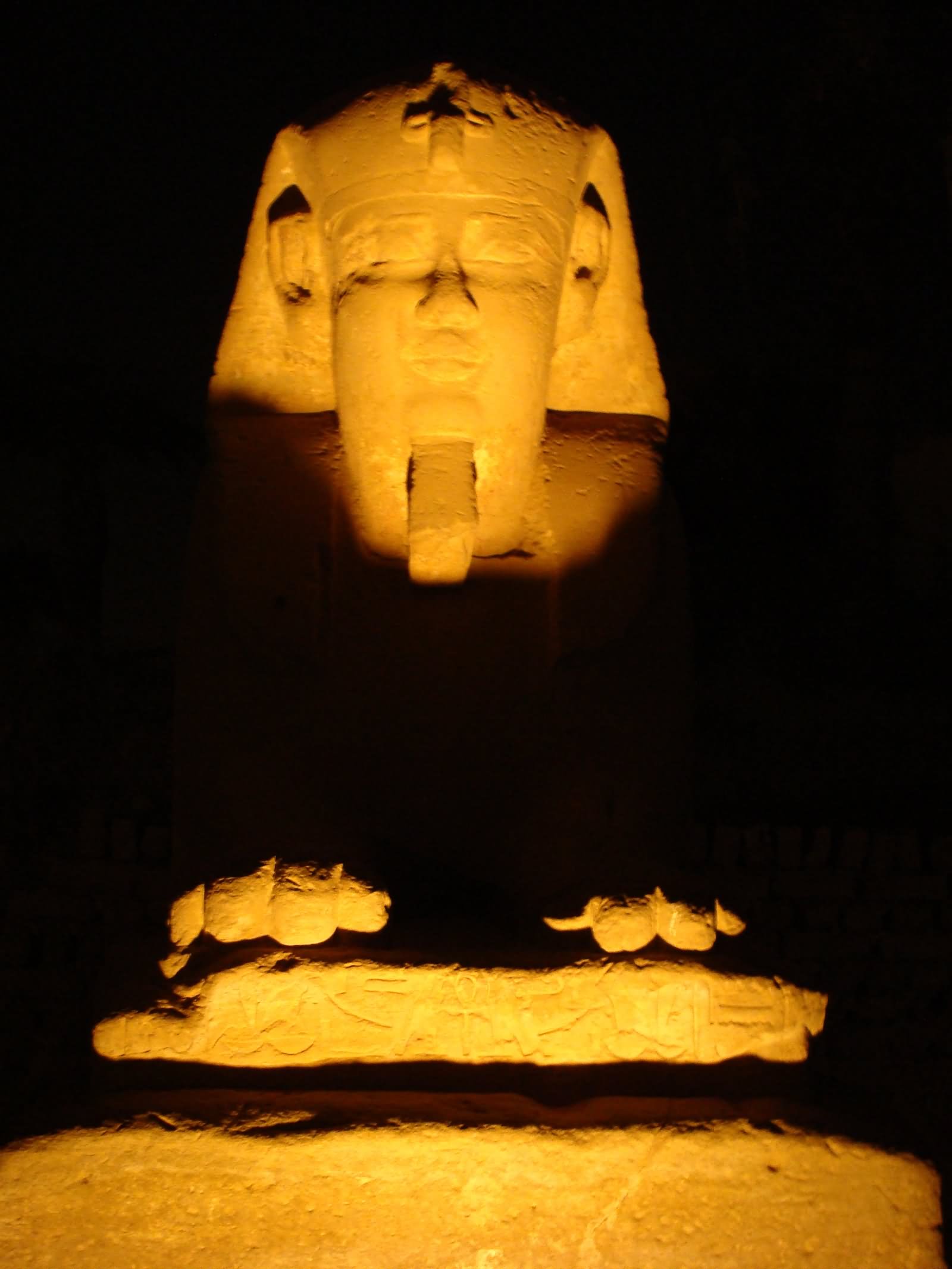 Closeup Of Sphinx At Luxor Temple During Night