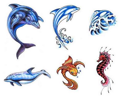 Colored Dolphin Tattoos Designs
