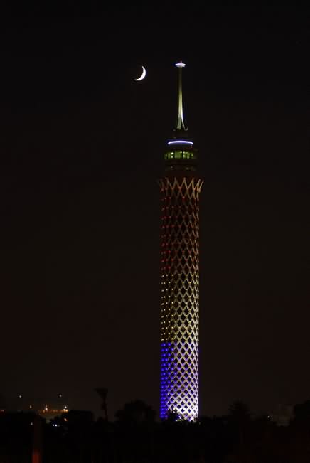 Colorful Cairo Tower At Night