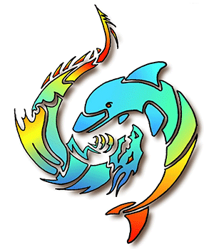 Colorful Dolphin Tattoos Design Idea