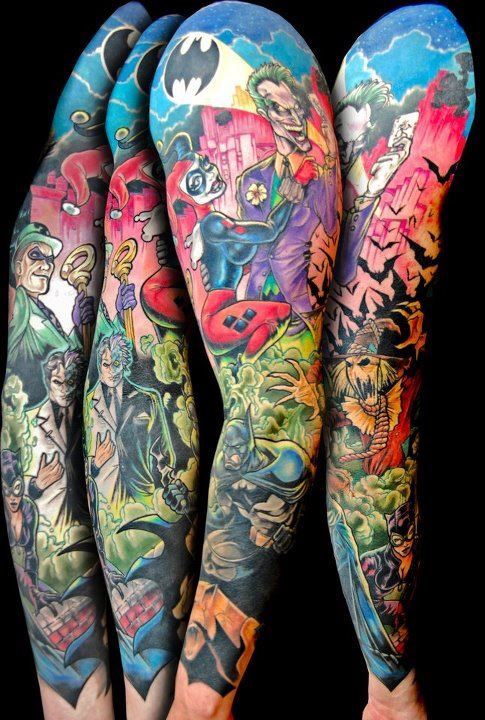 Colorful Geek Tattoo On Full Sleeve
