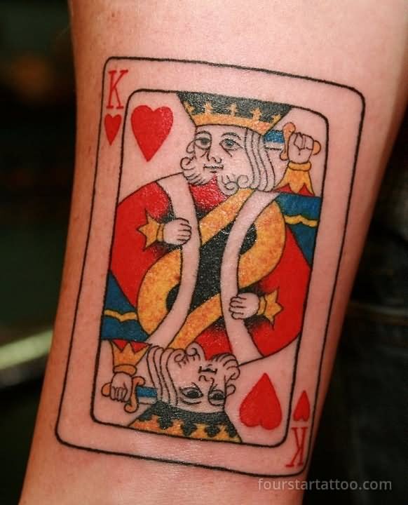 Colorful King Of Hearts Tattoo Design