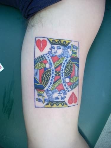 Colorful King Playing Card Tattoo Design
