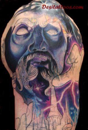 Colorful Wizard Shoulder Tattoo