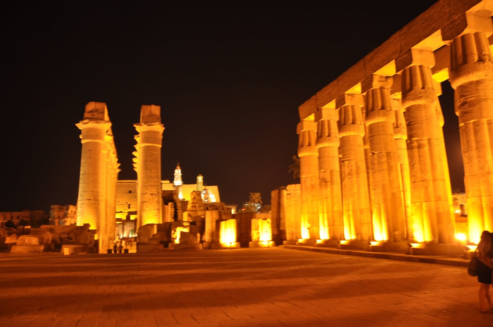 Columns Inside The Luxor Temple Night View