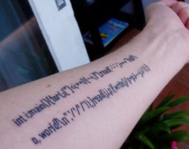 Computer Geek Tattoo On Left Forearm