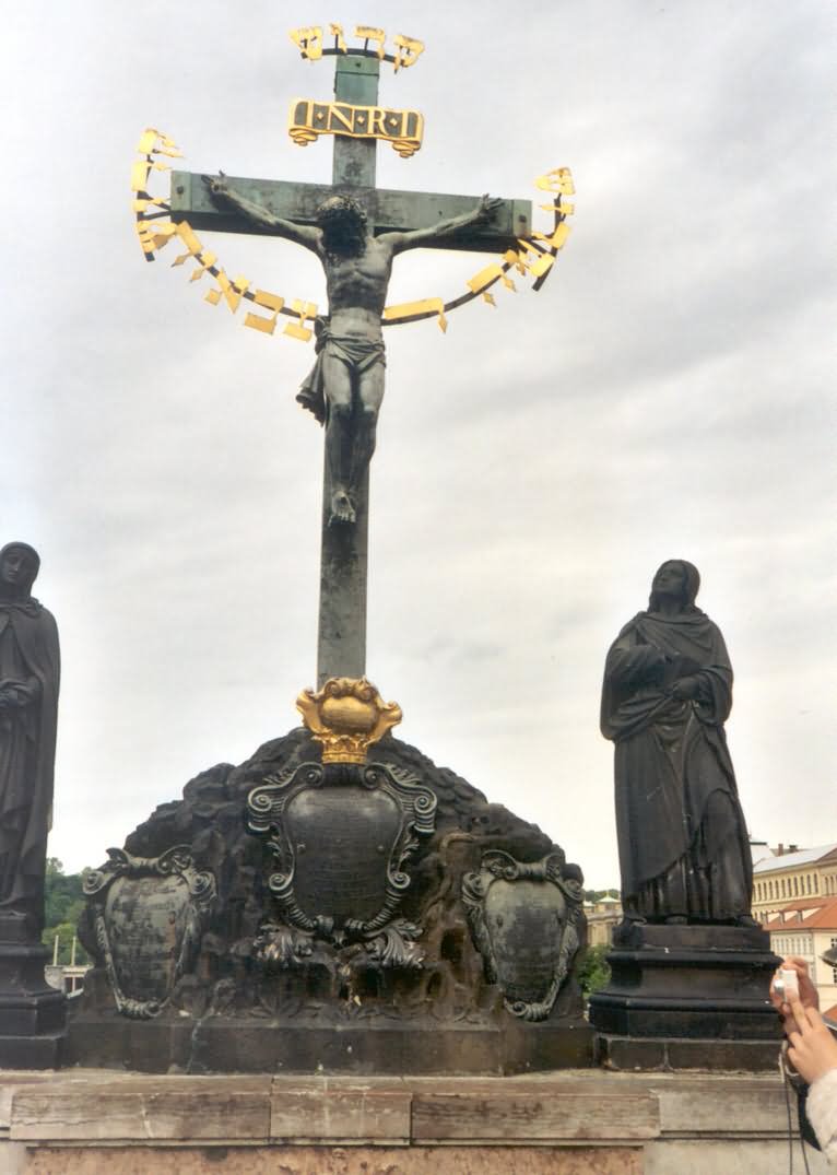 Crucifix Statue On The Charles Bridge, Prague